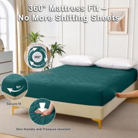 Diamond Grid Ultrasonic Waterproof Mattress Protector, FULL (Color: Green)
