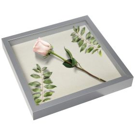 ( Don't Sell on Amazon;  Wayfair ) Square Shadow Box Picture Frame Linen Background Real Glass Front for Memorabilia;  Scrapbooking;  Keepsake; (Color: gray)